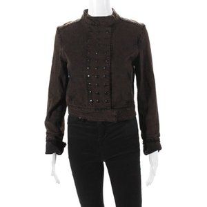 Kelly Wearstler cropped denim jacket. Chocolate